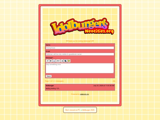 guestbook screenshot
