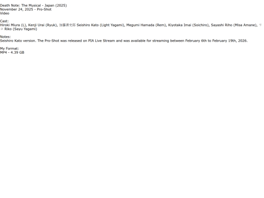 collection/Death Note: The Musical/DeathNoteTheMusicalJapan2025November242025Pro-ShotVideo screenshot