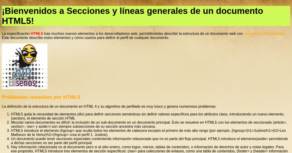 Secciones Y L Neas Generales De Un Documento Html