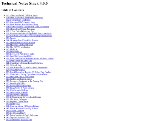 Technical Notes Stack 4.0.5 - spinsidemacintosh.neocities....