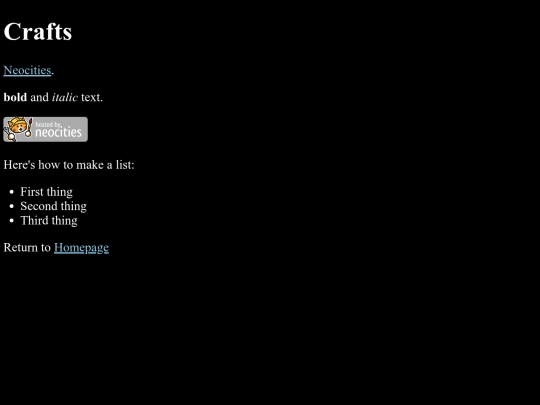 Homework 8/Crafts screenshot