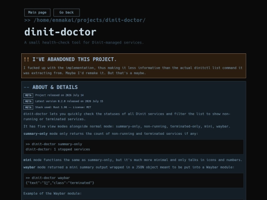 projects/dinit-doctor screenshot