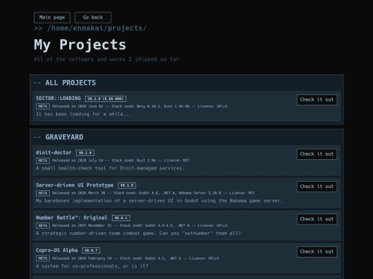 projects screenshot