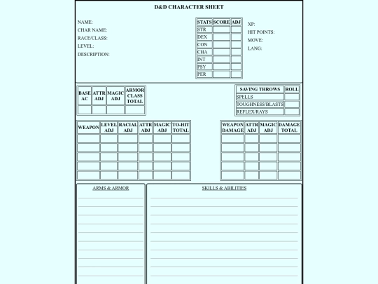 D&D Character Sheet - page 1