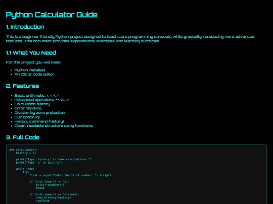 python-calculator screenshot