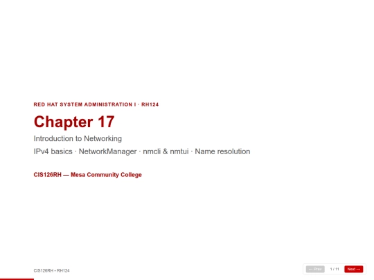 cis126rh/RH124_Chapter_17___Introduction_to_Networking_Presentation screenshot