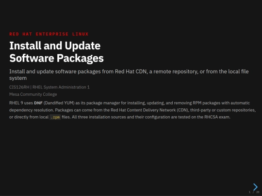 rhcsa/software-packages-presentation screenshot