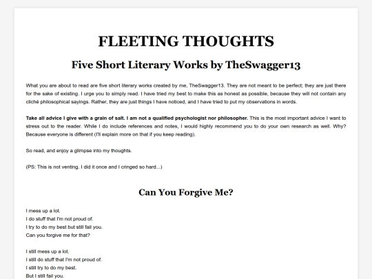 fleetingthoughts screenshot