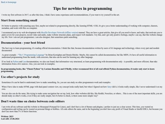 archive/programmingnewbie screenshot