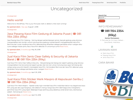 category/uncategorized screenshot