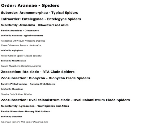 Araneae screenshot