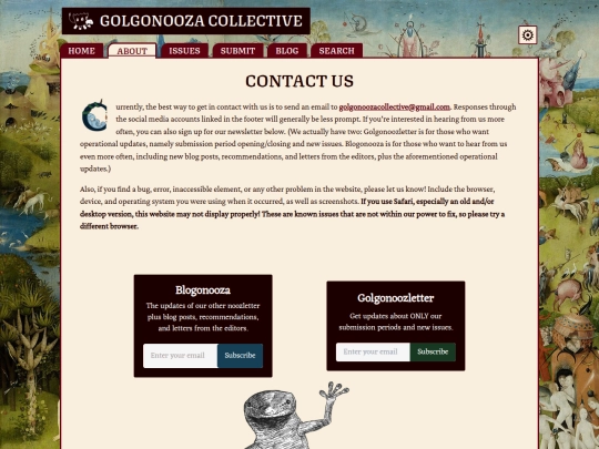 pages/contact screenshot