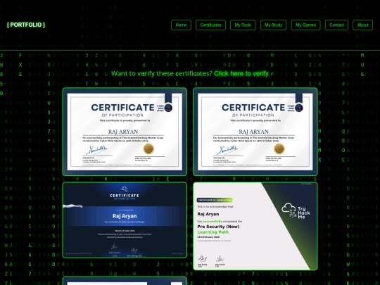 certificates screenshot