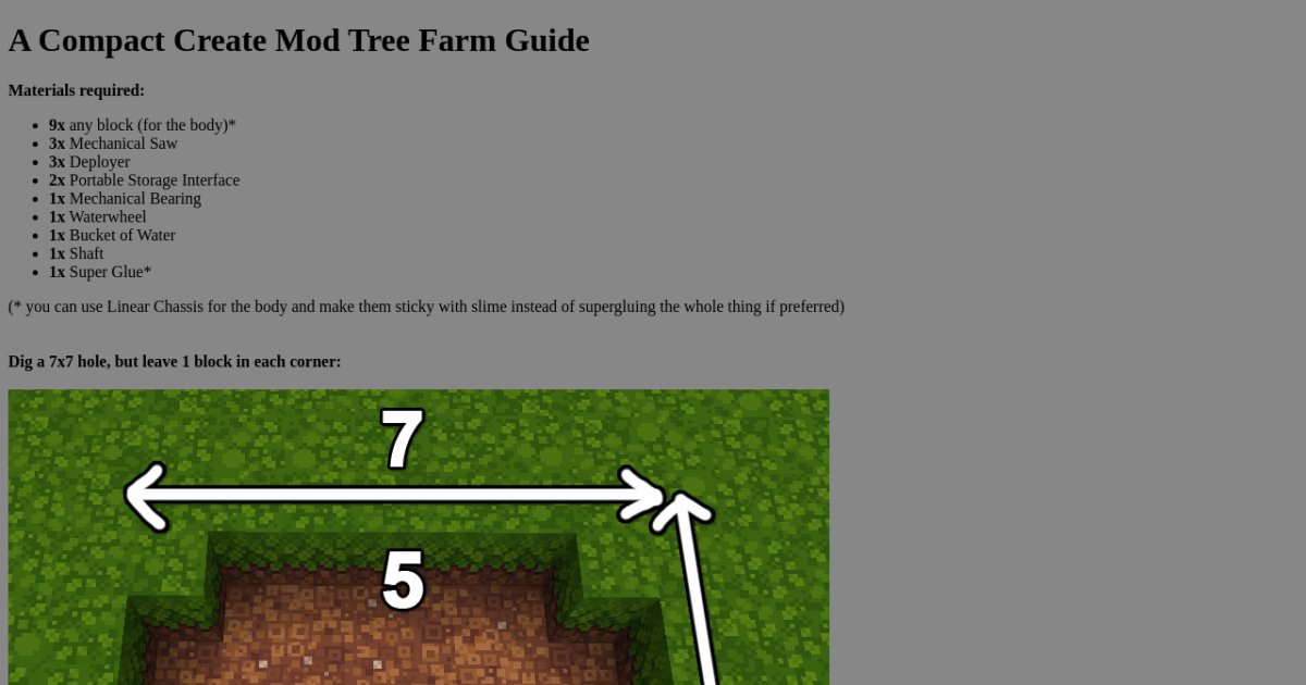 A Compact Create Mod Tree Farm Guide