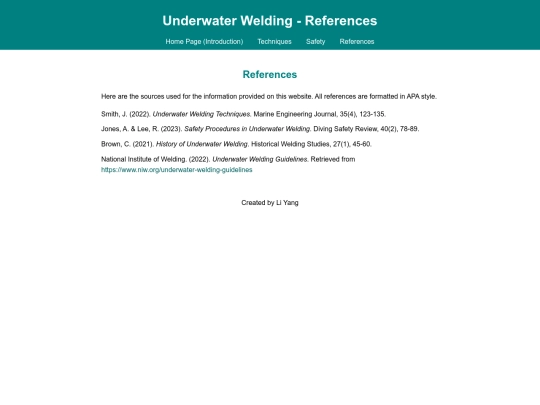 References screenshot