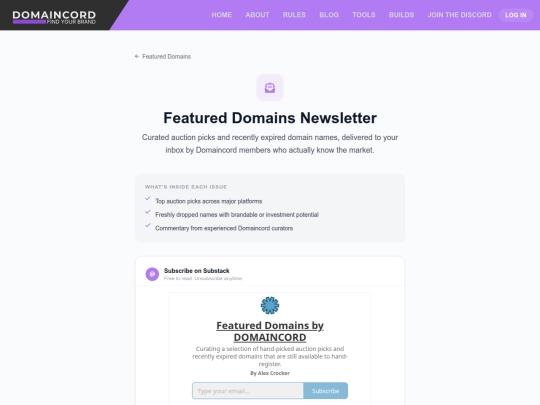 featured-domains/newsletter screenshot