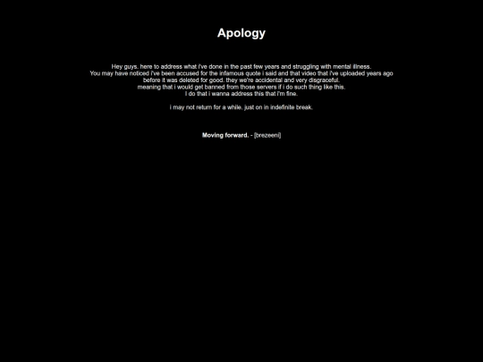 apology screenshot