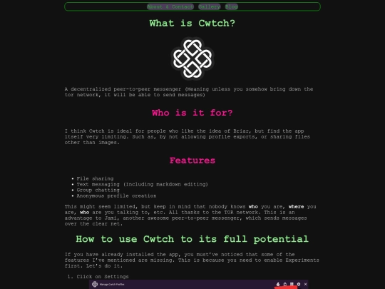 cwtch-tutorial screenshot
