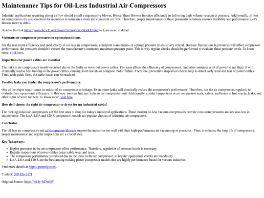MaintenanceTipsforOil-LessIndustrialAirCompressors screenshot