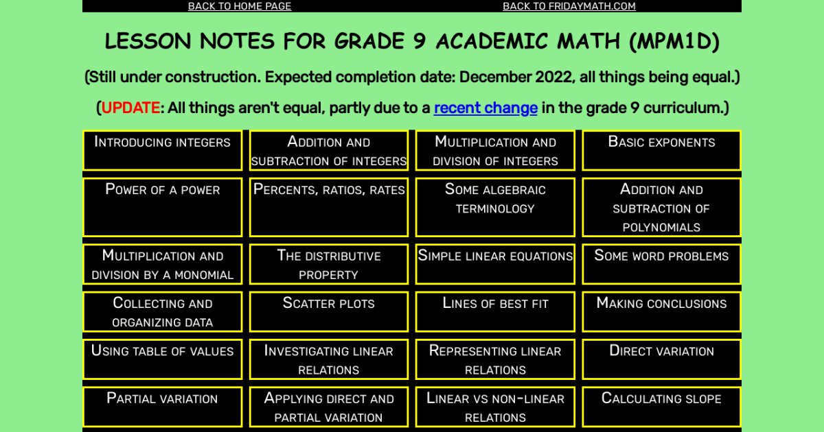 GRADE 9 ACADEMIC MATH