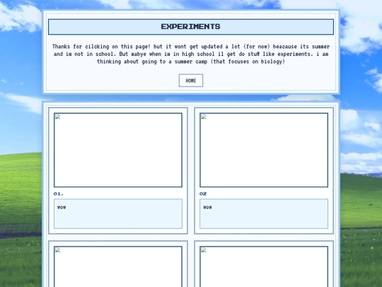 Experiments screenshot
