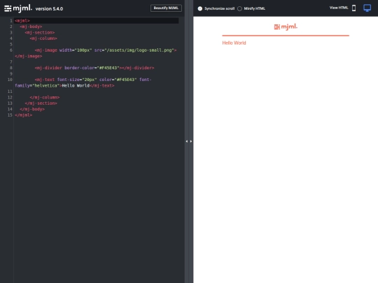 tols/MJML screenshot