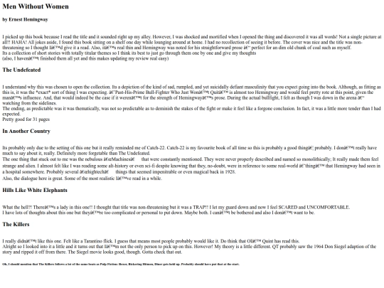 Java/writing/books/MenWithoutWomen screenshot