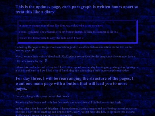 Updates/Blog screenshot