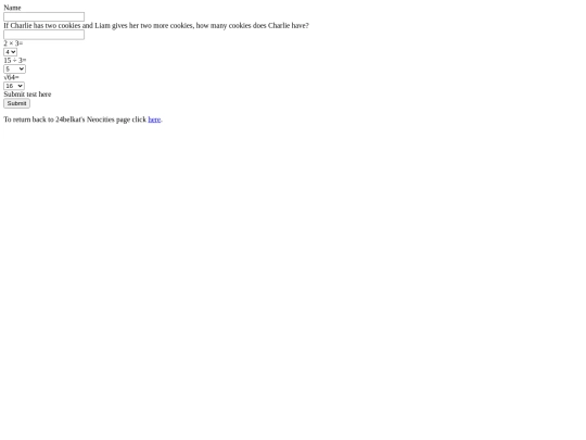 math-test-form-assignment screenshot