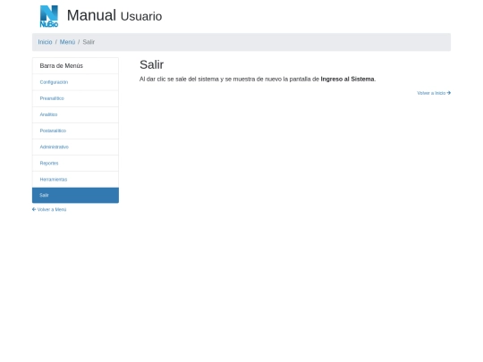 menu/salir screenshot