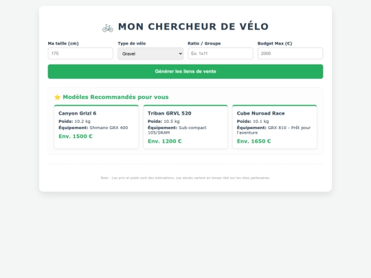 recherchevelo screenshot