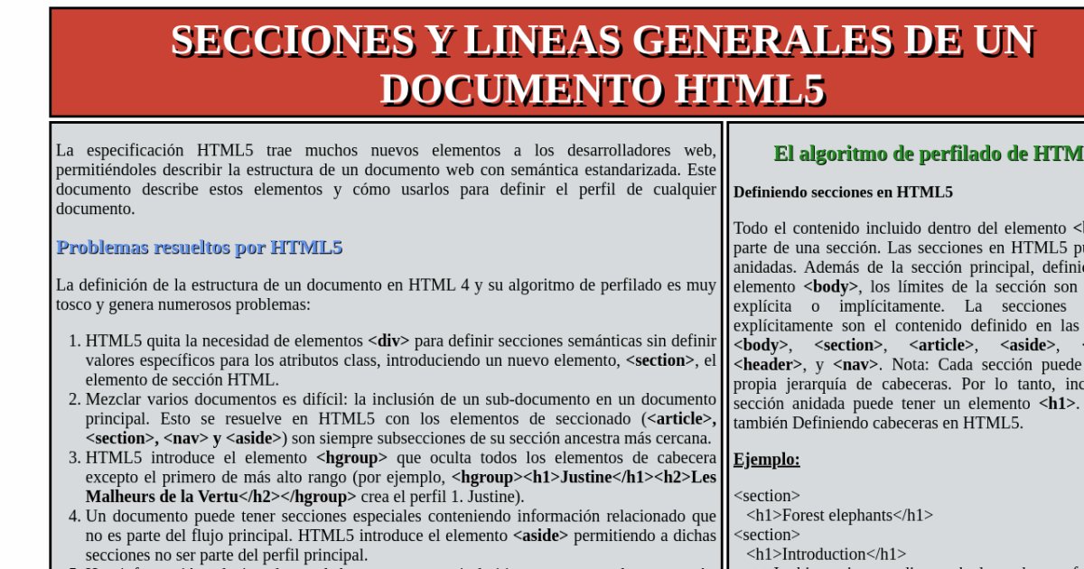 Secciones Y L Neas Generales De Un Documento Html