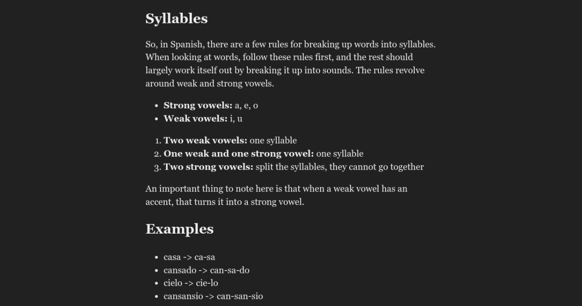 Spanish Lessons Syllables