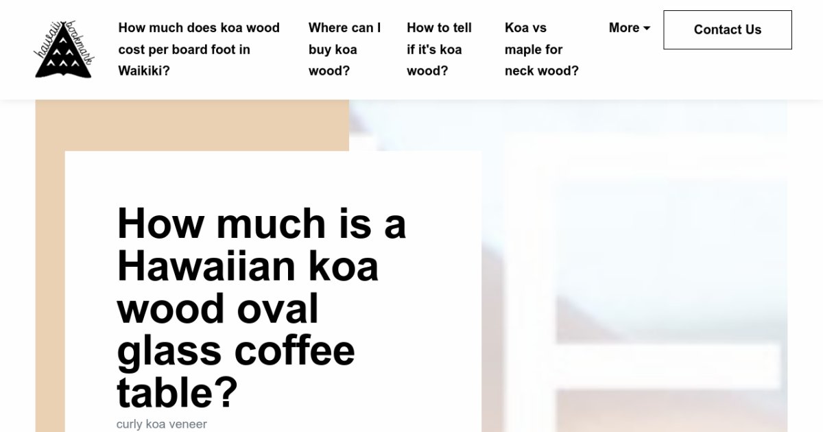 How much is a Hawaiian koa wood oval glass coffee table?