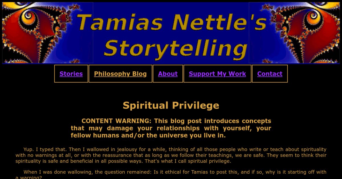 Spiritual Privilege - Tamias Nettle's Storytelling