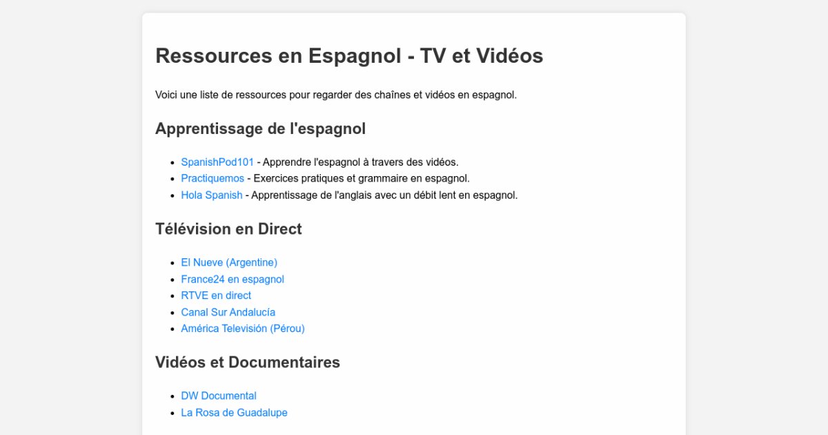 Ressources Tv Et Vid Os En Espagnol