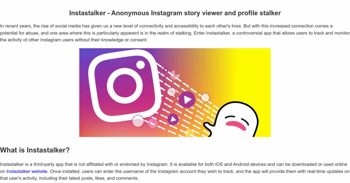 Instastalker Anonymous Instagram story viewer and profile stalker