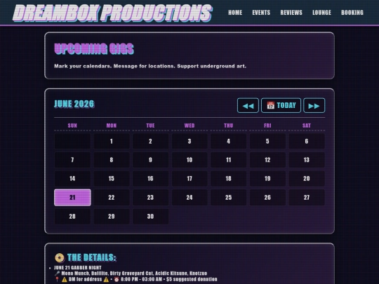 events screenshot