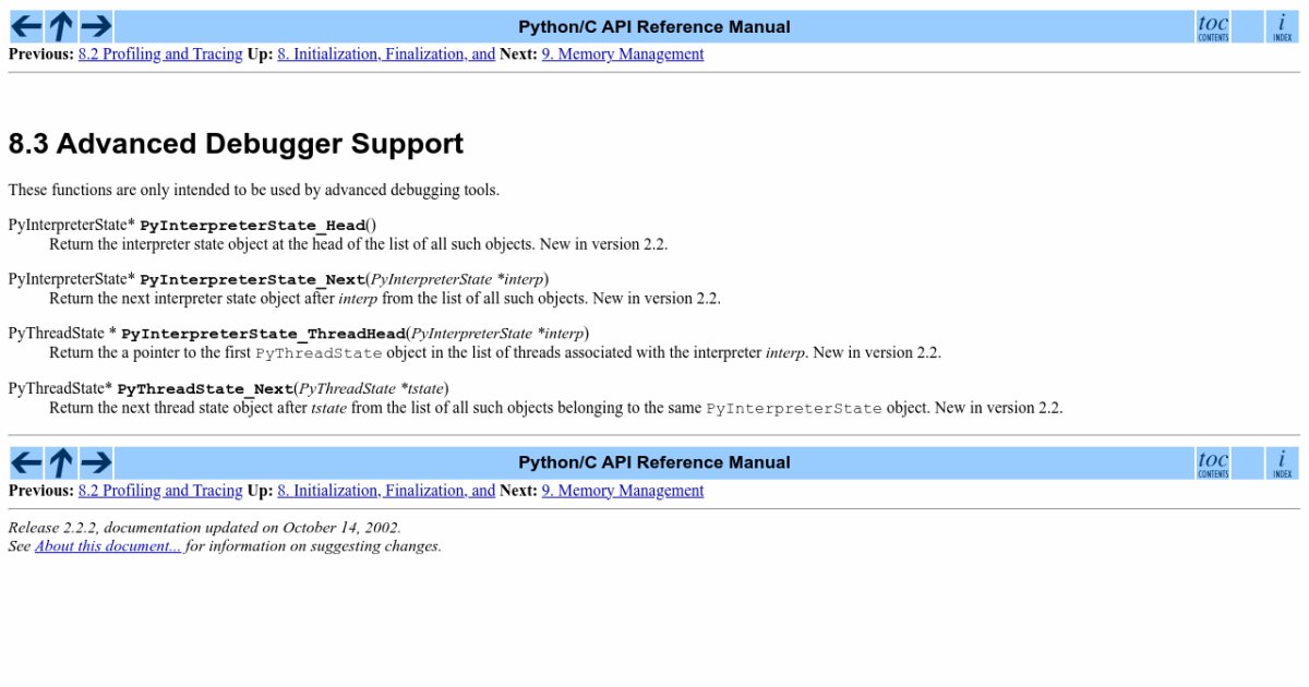 8.3 Advanced Debugger Support