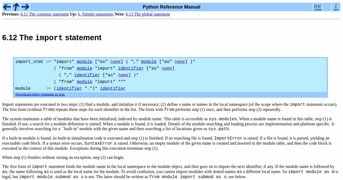 6.12 The import statement