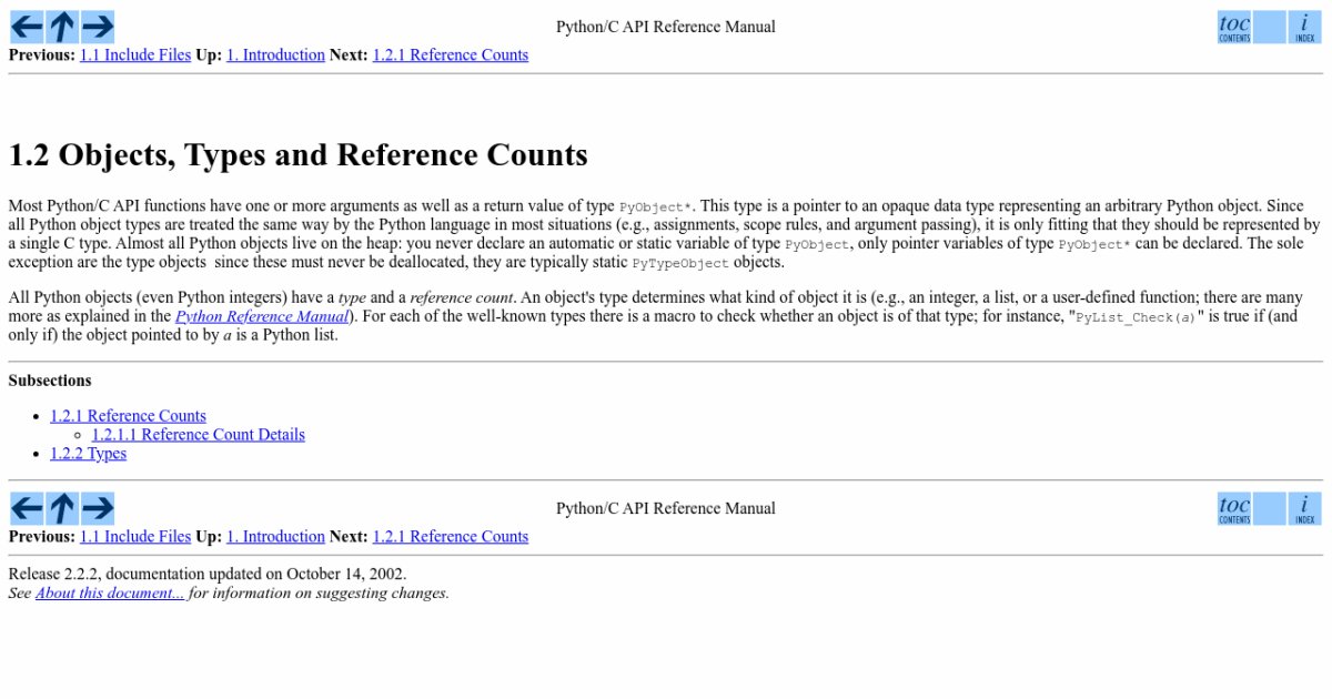 1 2 Objects Types And Reference Counts 1 2 objects types and reference counts