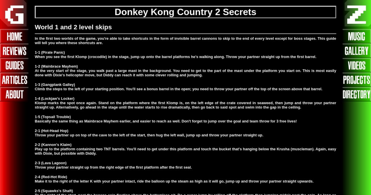 Donkey Kong Country 2 Secrets