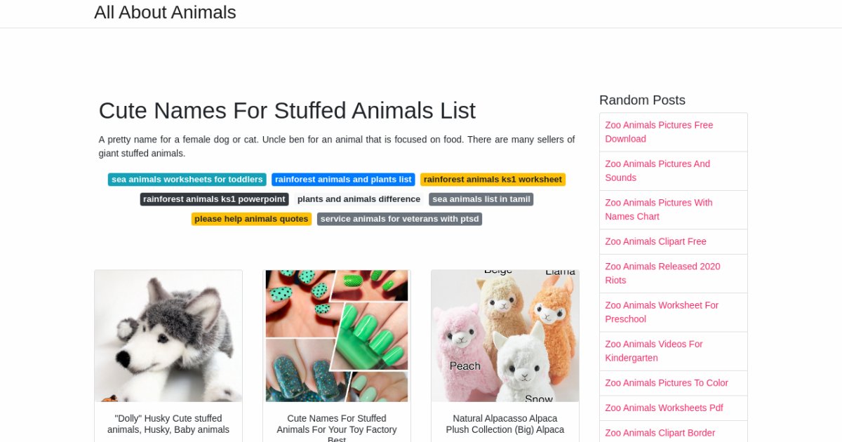 Cute Names For Stuffed Animals List
