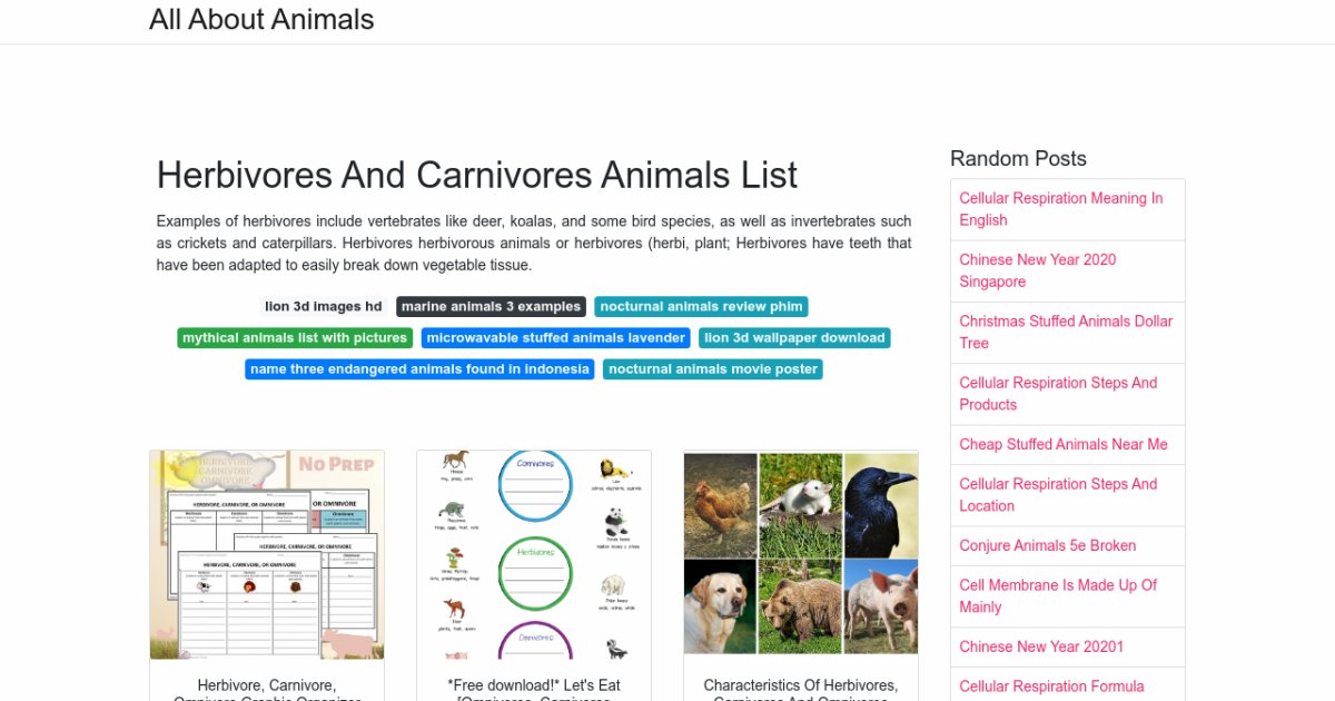 Herbivores And Carnivores Animals List