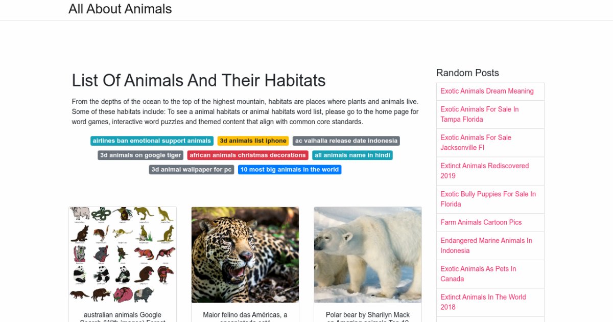 List Of Animals And Their Habitats