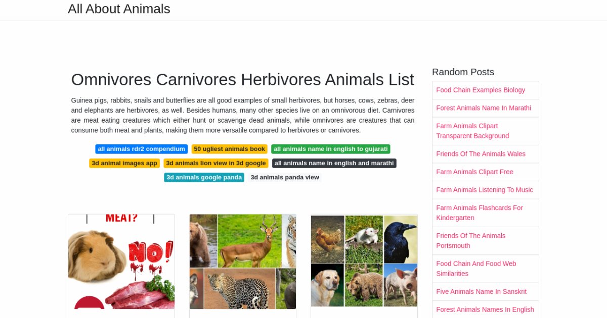 Omnivores Carnivores Herbivores Animals List