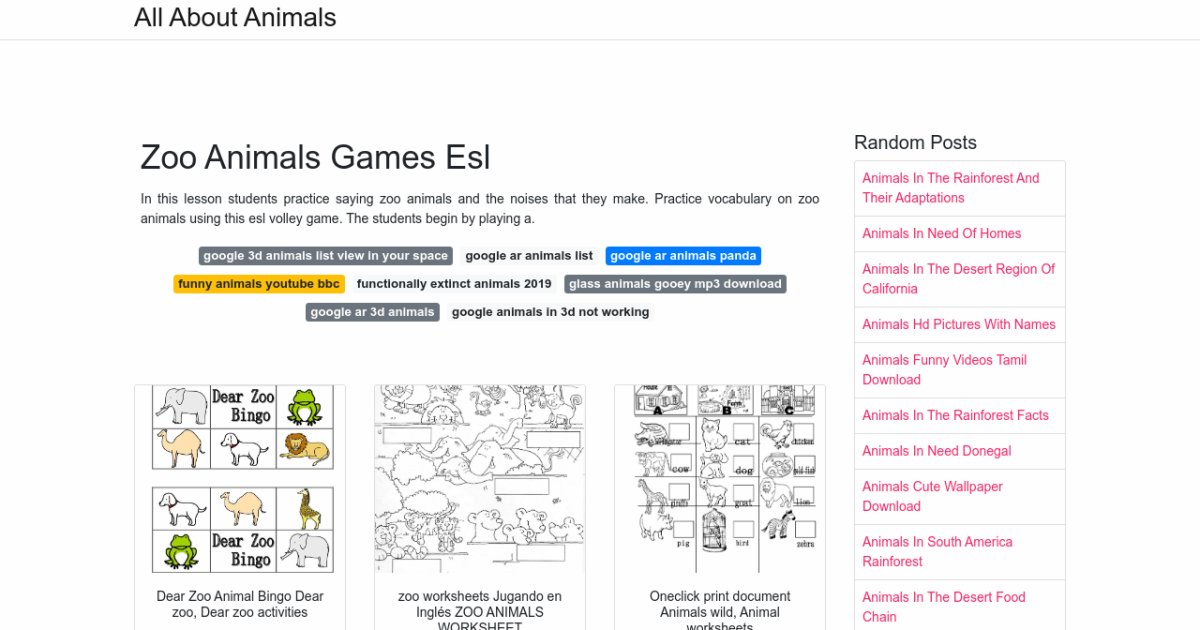 Zoo Animals Games Esl