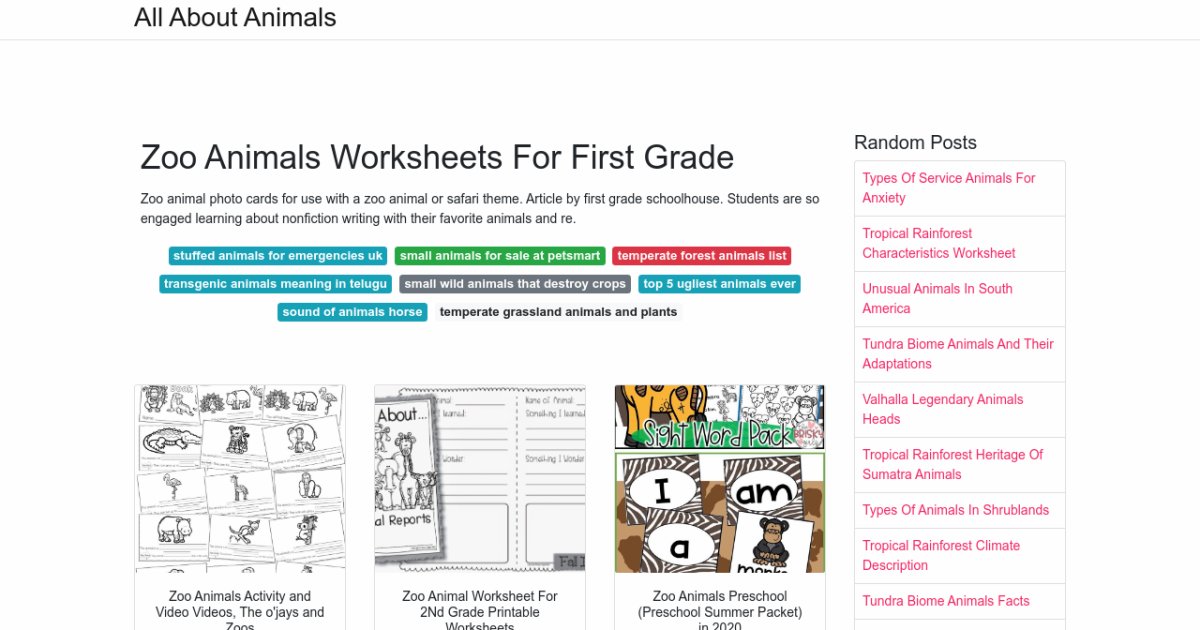 Zoo Animals Worksheets For First Grade