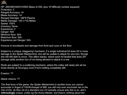 Analyses/DoomRL/SpiderMastermind screenshot