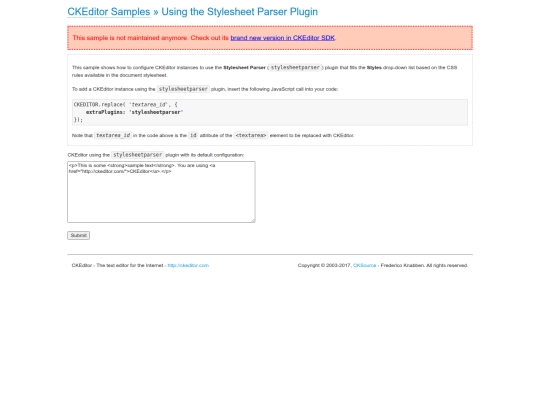bower_components/ckeditor/samples/old/stylesheetparser/stylesheetparser screenshot